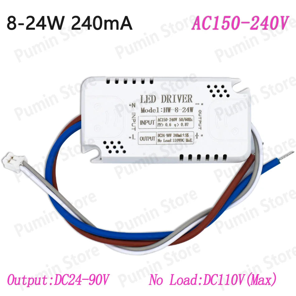 transformateur led 240ma 220v 24w 40w 60w 80w câbles connecteur blanc moderne