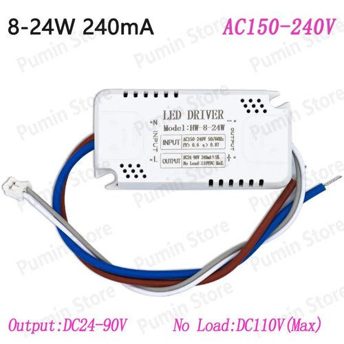 transformateur led 240ma 220v 24w 40w 60w 80w câbles connecteur blanc moderne