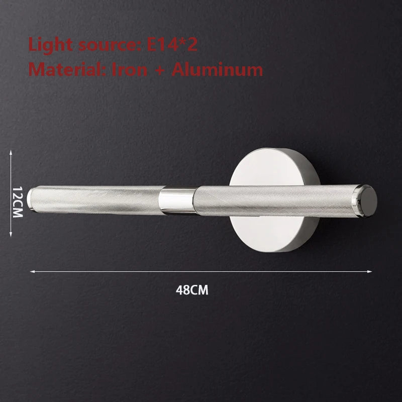 applique murale moderne dorée texturée fixée mur 46cm longueur deux sources lumineuses led chambre