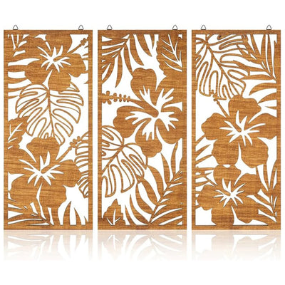 Décoration murale feuille de palmier en bois chocolat 40x30 cm