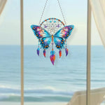 attrape rêves boho plumes fleurs violet bleu rose or pendaison décoration intérieure artisanal