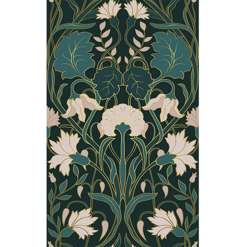 toile d'art artisanal vintage fleurs stylisées nature morte coton couleur beige vert rouge orange