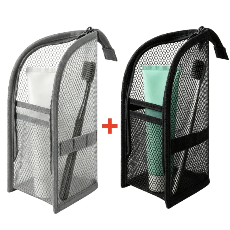organisateur voyage toile maille eva imperméable cordon serrage brosse dents rasoir crèmes bouteille parfum