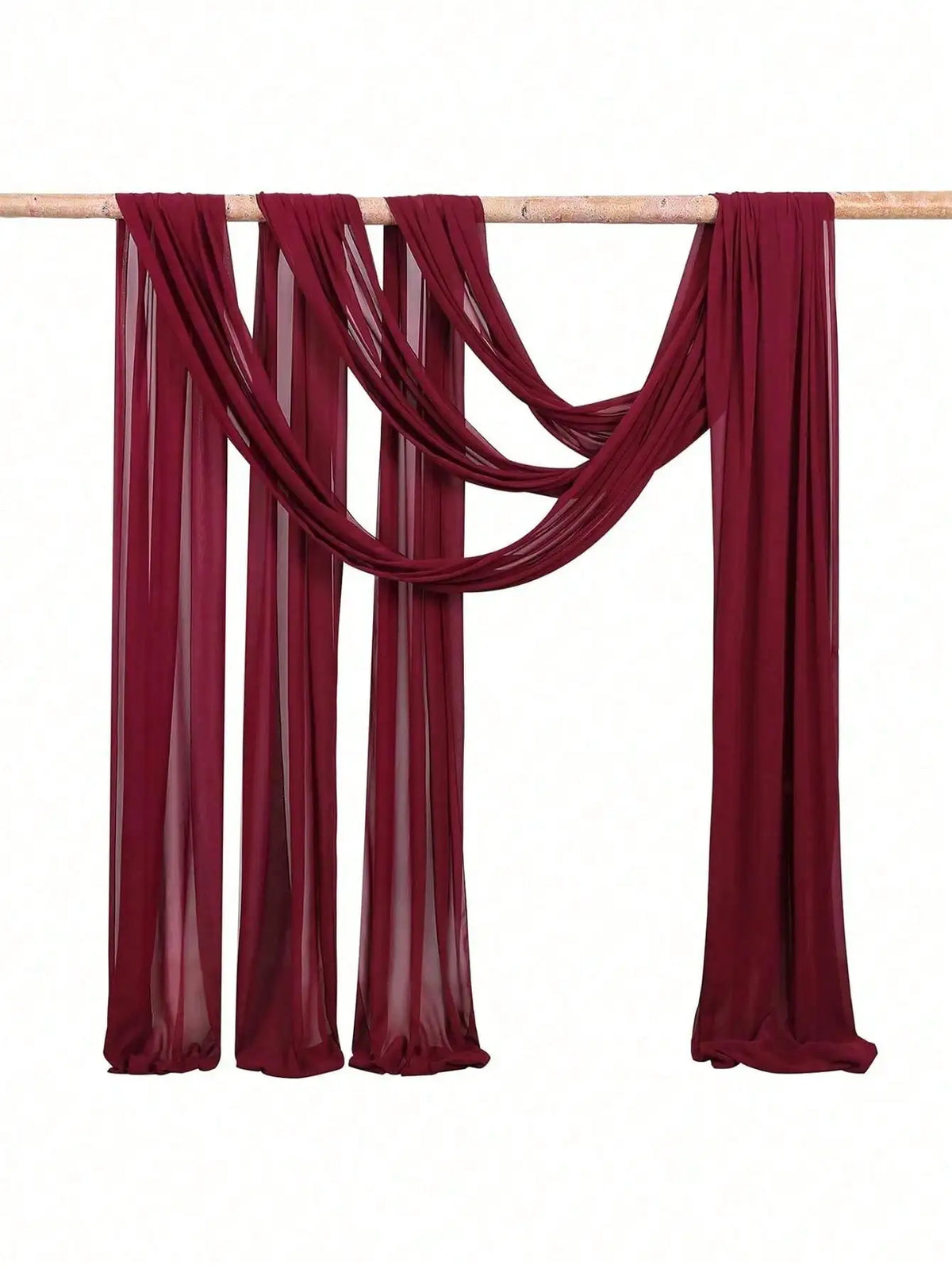rideau semi transparent moderne rouge bordeaux uni taille 300x75cm fleur artificielle festif