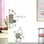 sticker mural cartoon chats mignons gris rose smile salon chambre enfants pvc opaque