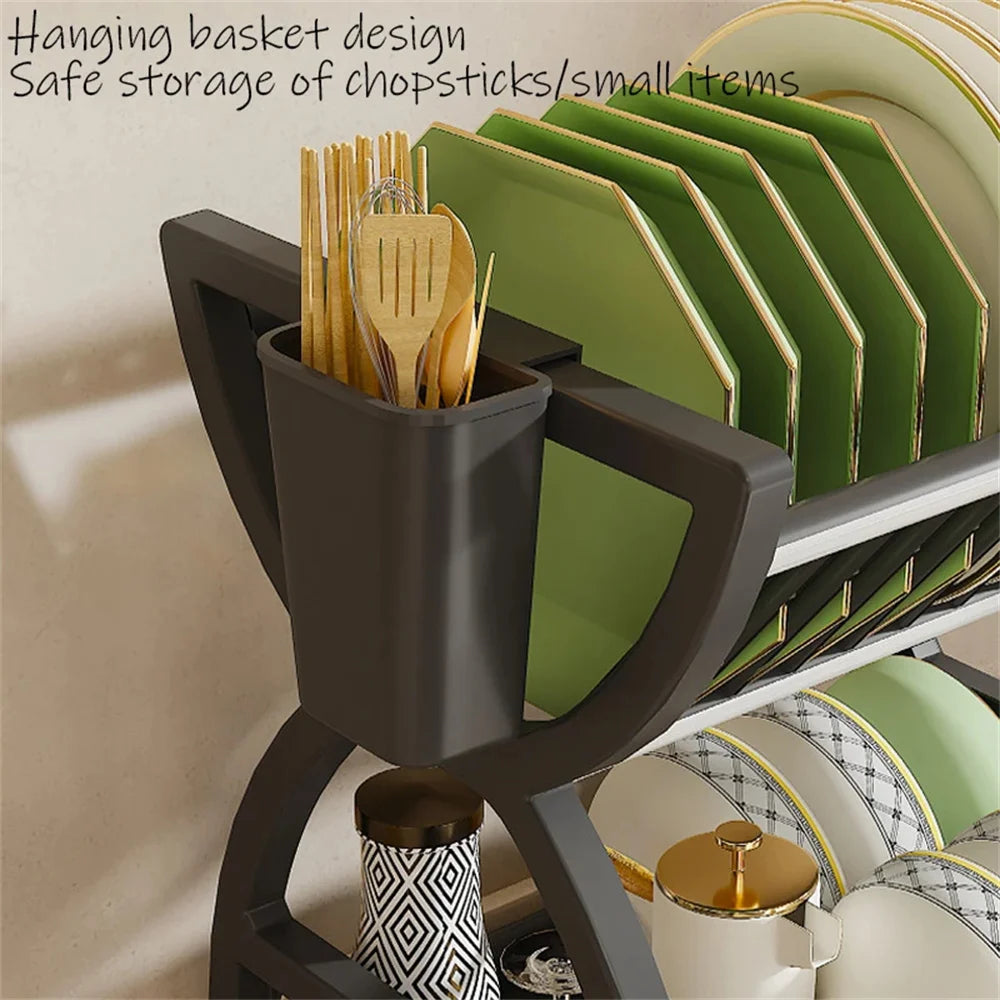 rangements vaisselle noir moderne évier cuisine assiettes bols cuillères porte verres porte tasses