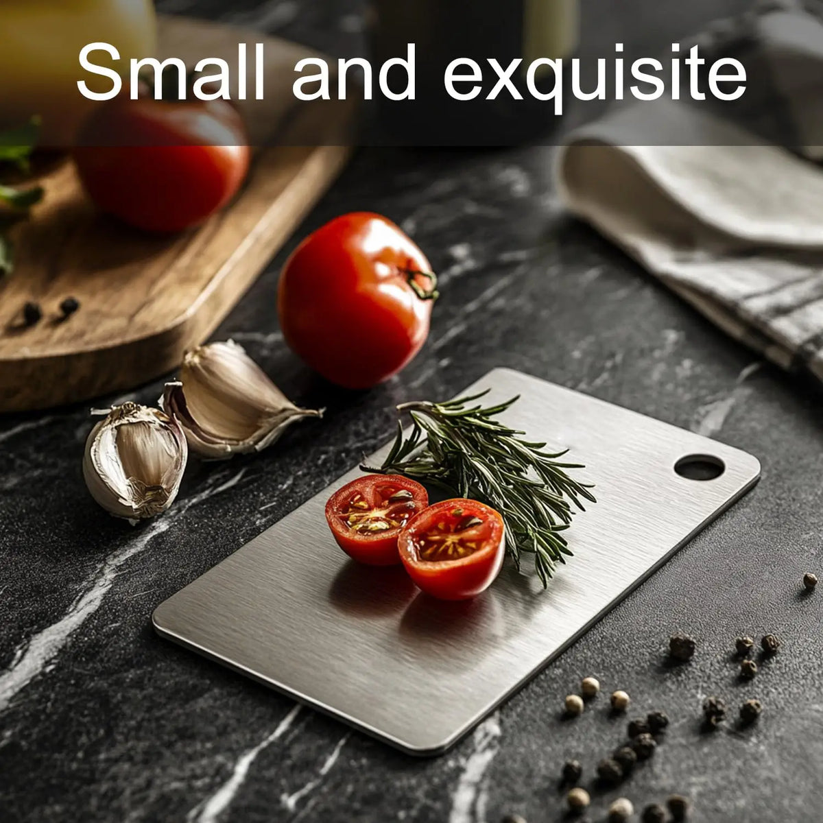 planche découpe acier inoxydable titane double face portable qualité alimentaire moderne poignée