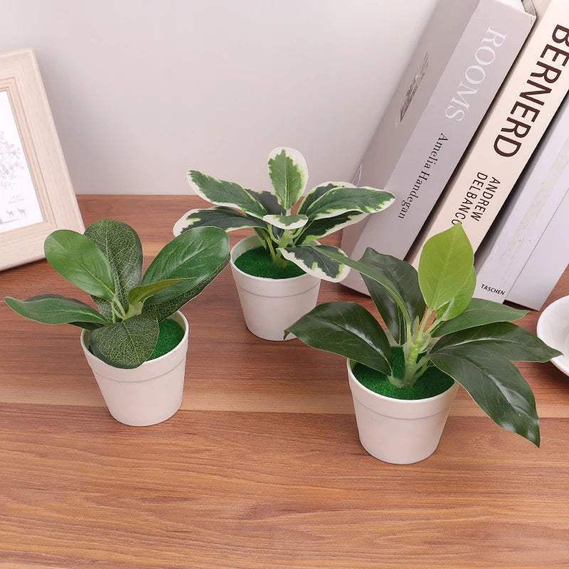 plantes artificielles vertes pot feuilles simples moderne décoration intérieure table ordinateur