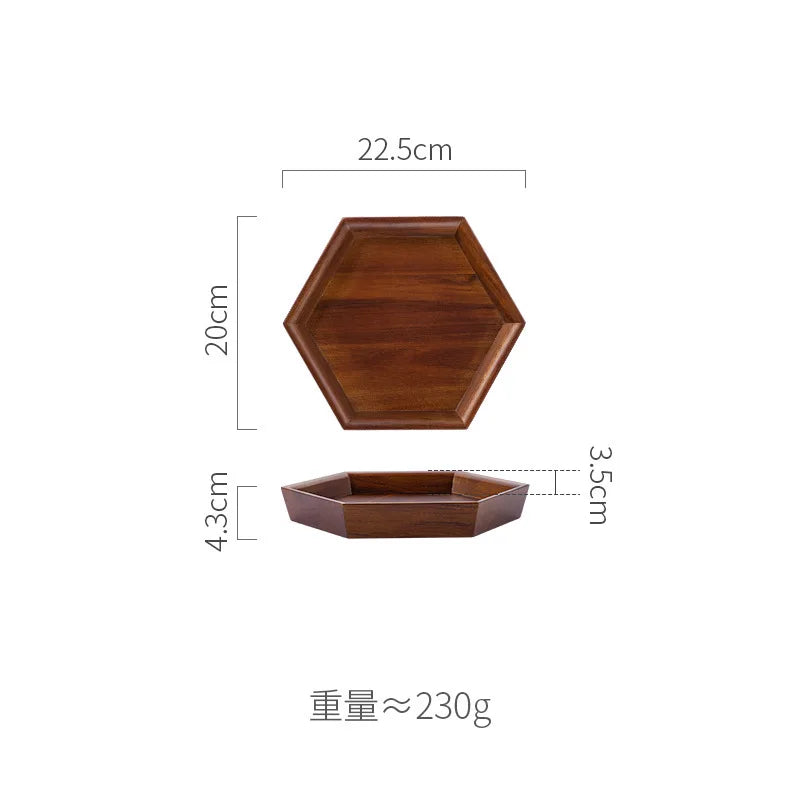 assiettes bois marron foncé minimalistes modernes régulières octogonales