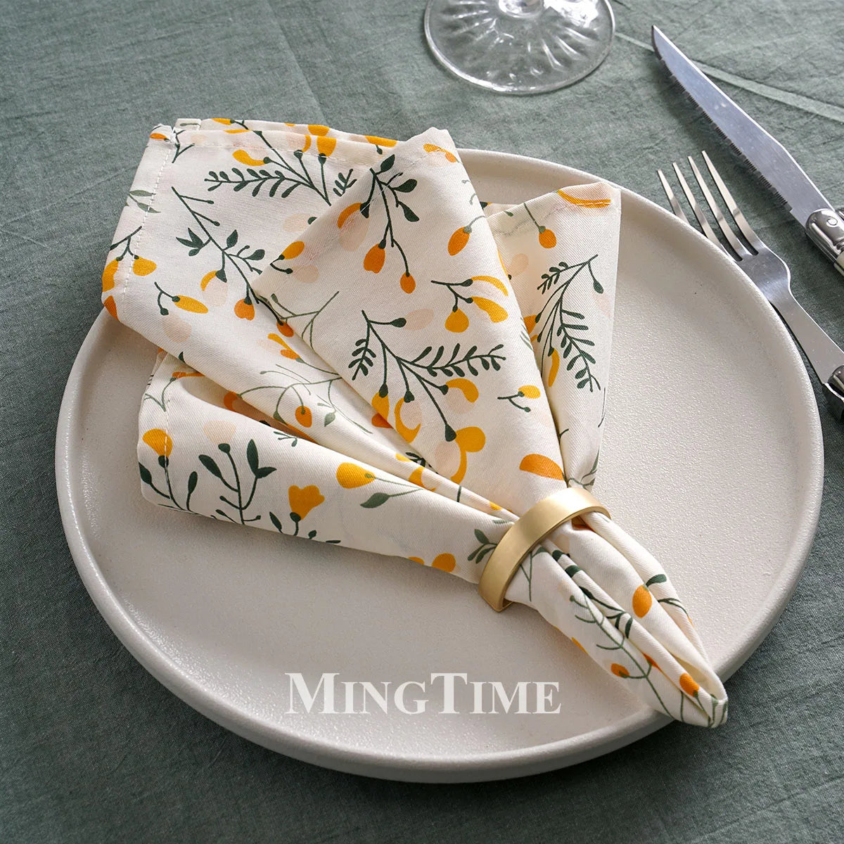 serviettes table multicolores fleurs fruits coton réutilisables moderne floral annuel doré maison fête repas
