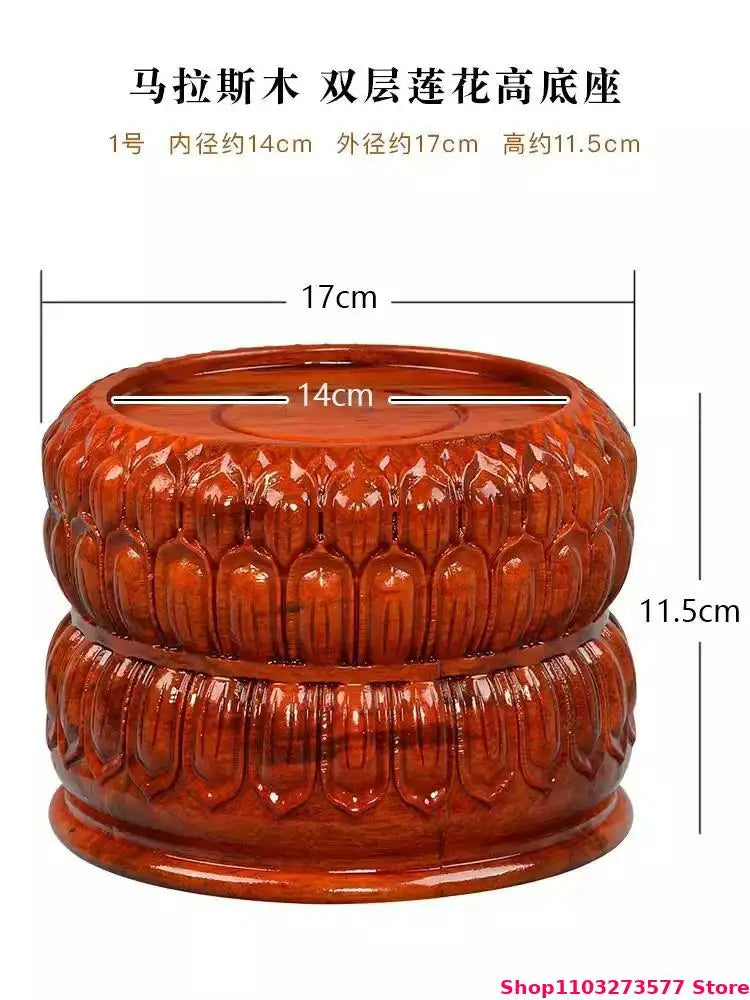 support décoratif bois sculpté rouge statuettes vases classique chinois traditionnel
