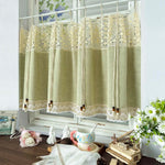rideau vert olive tissu texturé rustique semi transparent fenêtre chambre pastorale