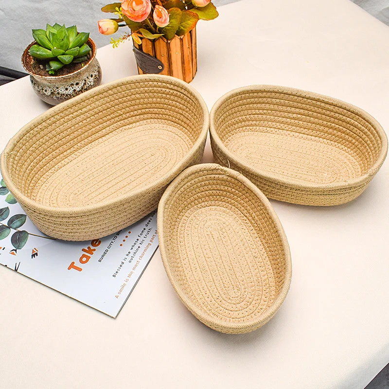 paniers rangement tissu tressé beige gris clair modernes rustiques réutilisables respectueux environnement stockage organisation