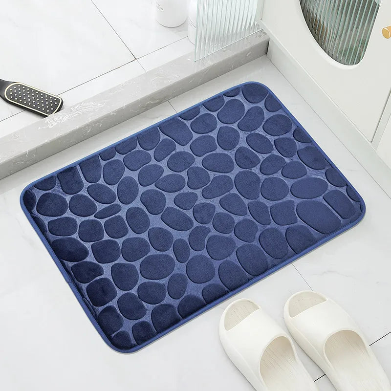 tapis bain moderne microfibre antidérapant texture galet gris salle bain absorbant sécurité environnement