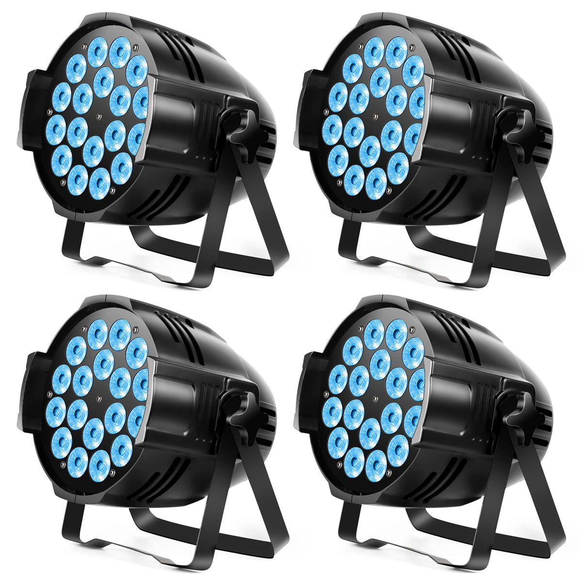 projecteur led 18 lumières rgbw dmx controle 8ch noir professionnel scène dj