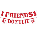 guirlande festive anniversaire stranger things bannières lettres FRIENDS DONTLIE paillettes rouge silhouettes personnages