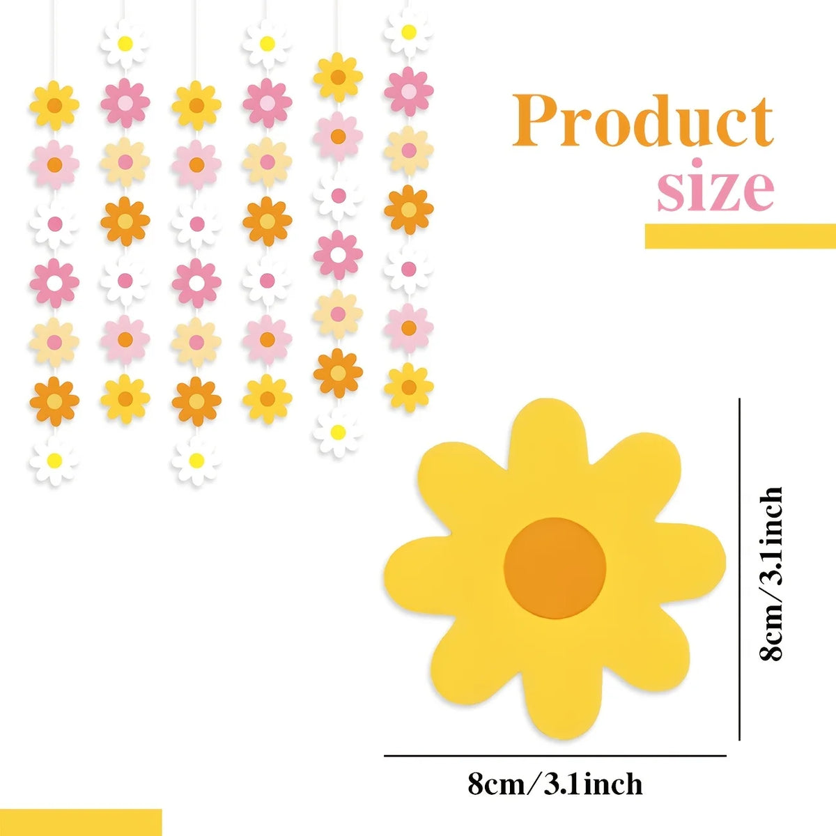 guirlande fleurs blanc rose jaune orange mariage anniversaire décoration festive papier simple opalescent
