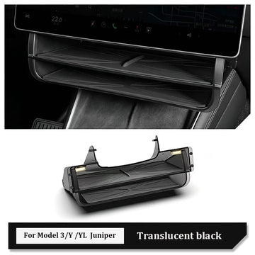 rangement sous écran voiture tesla boîte storage box organizer double couche éclairageintérieur pliable moderne