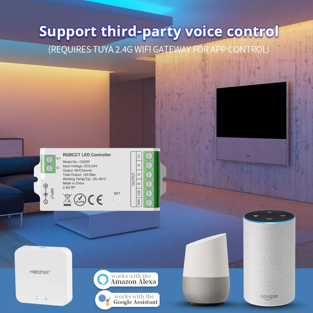 contrôleur led rgb cct moderne 5v 24v app commande vocale ethernet