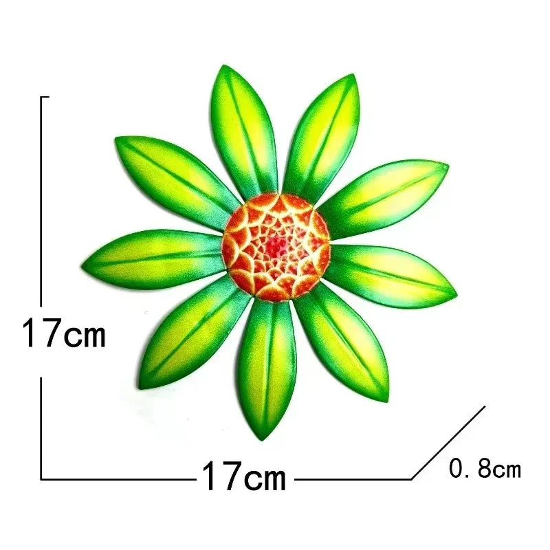 décoration murale fleurs stylisées moderne vert jaune rouge bleu rayures