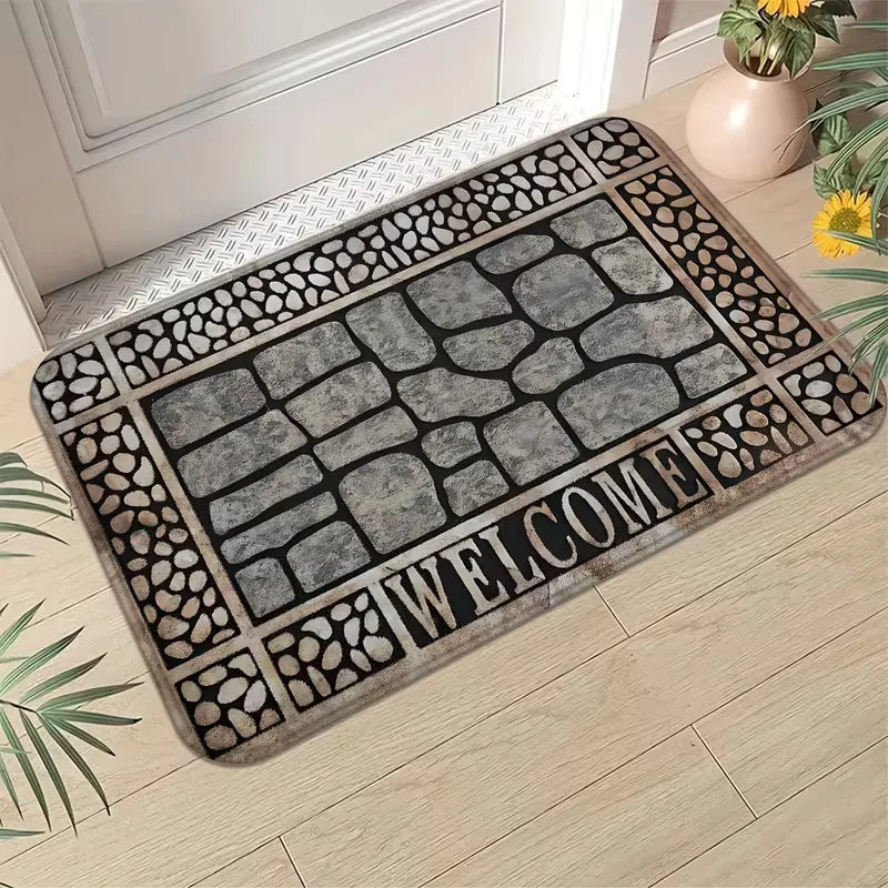 tapis sol moderne gris pierre naturelle antidérapant résistant décoloration 30x50cm