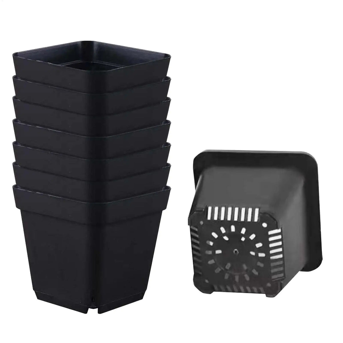 pots fleurs plastique noir modernes drainage différents jardinerie semis plantes