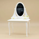 meuble miniature table chevet miroir blanc tiroirs flacons animaux nature résine romantique chambre décoration