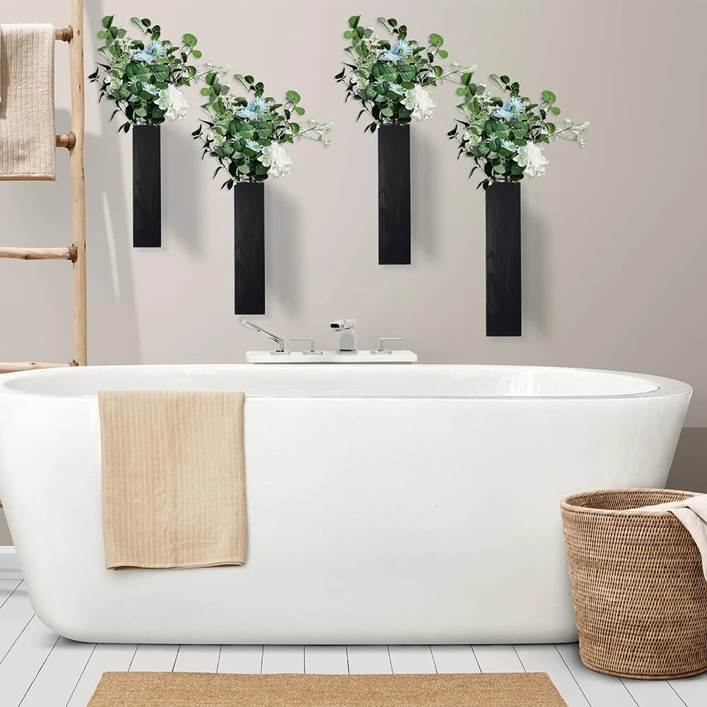 planteurs murals bois noirs modernes plantes intérieur extérieur minimaliste