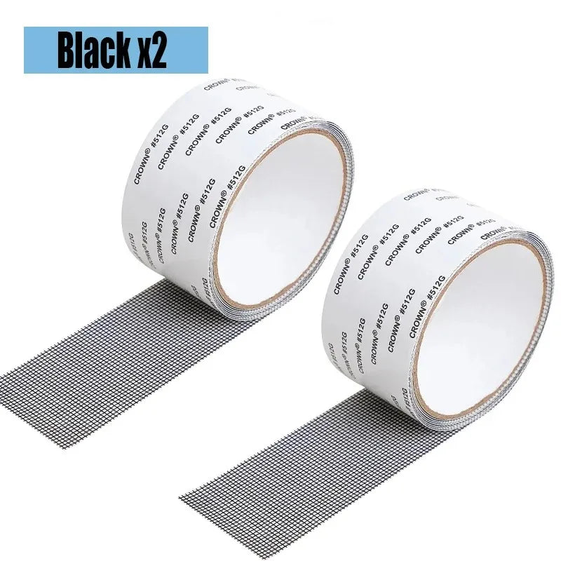 ruban adhésif anti moustiques maille fine fenetre pratique réparation écran imperméable noir ciseaux facile