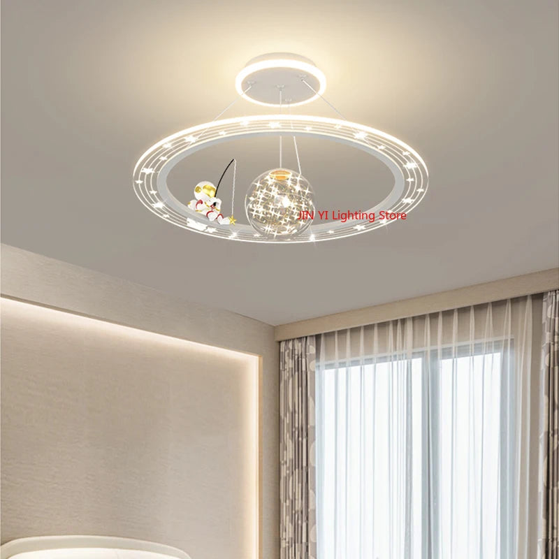 plafonnier moderne blanc rose étoiles concentrique télécommande lumière variable enfants chambre