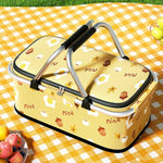 panier pique nique pliable vichy jaune blanc rouge plateau intégral couvercle fermeture éclair alimentos