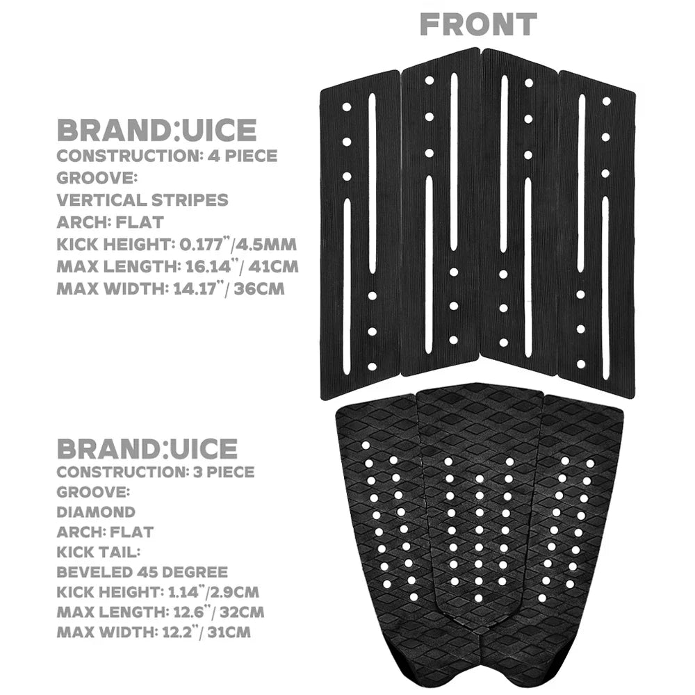 tapis surf noir rayures verticales adhésif anti dérapant traction pad surfboard longboard avant arrière