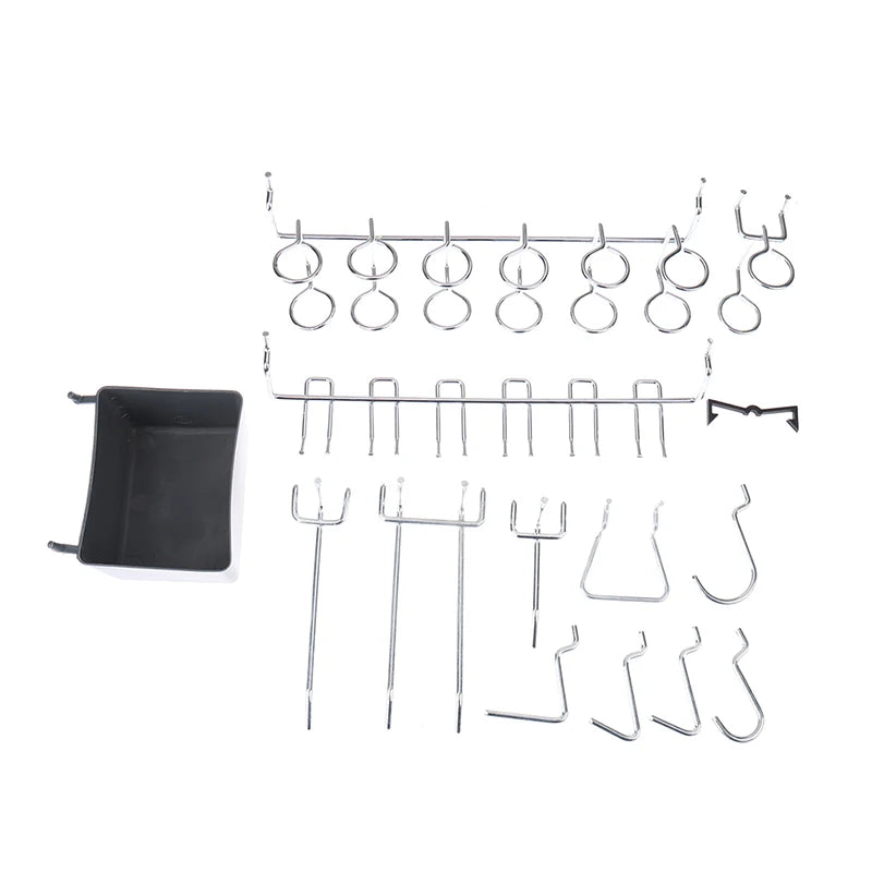 kit rangement mural perforé noir blanc moderne bacs crochets suspendus pince