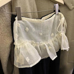 jupe lolita vintage blanche gris rouge élastique dentelle transparente plissée été junior femme