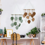décoration murale boho feuilles macramé vert rose gris naturelle eyelets chambre salon