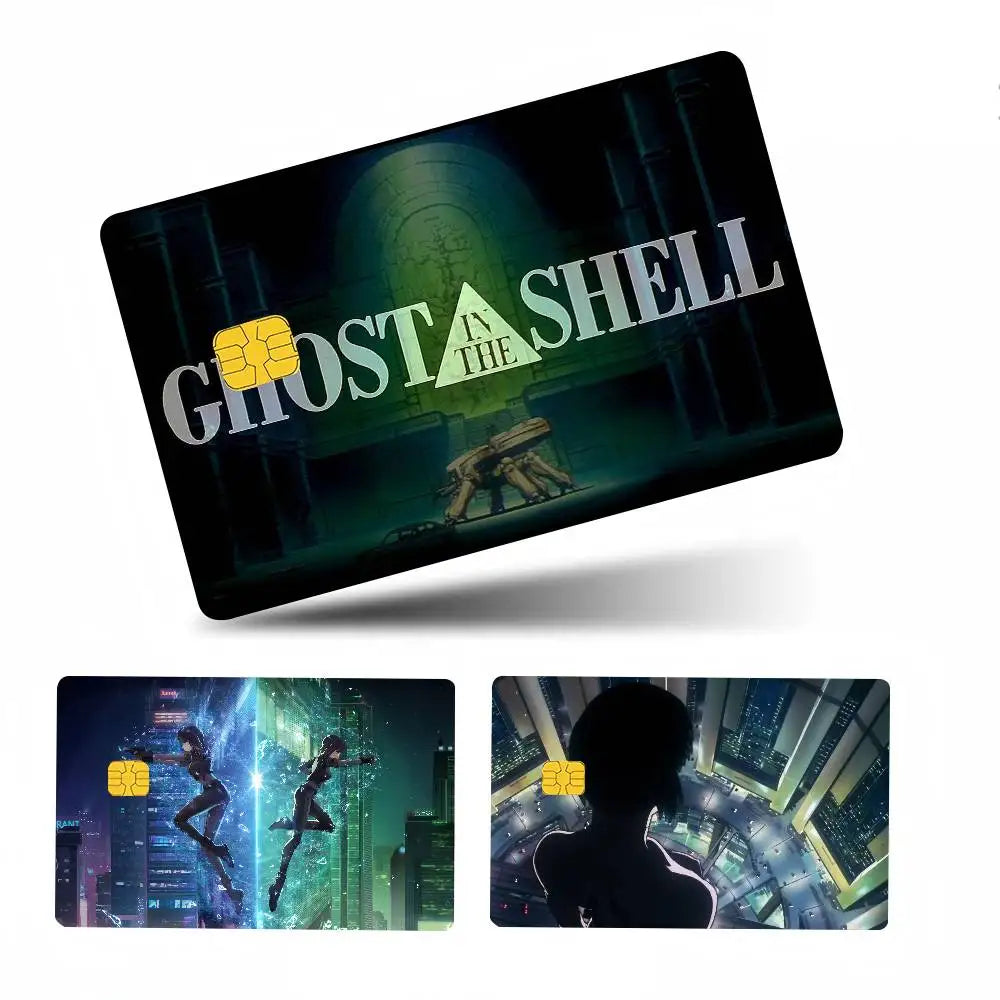 sticker anime ghost shell waterproof réutilisable moderne graphique carte crédit pièces