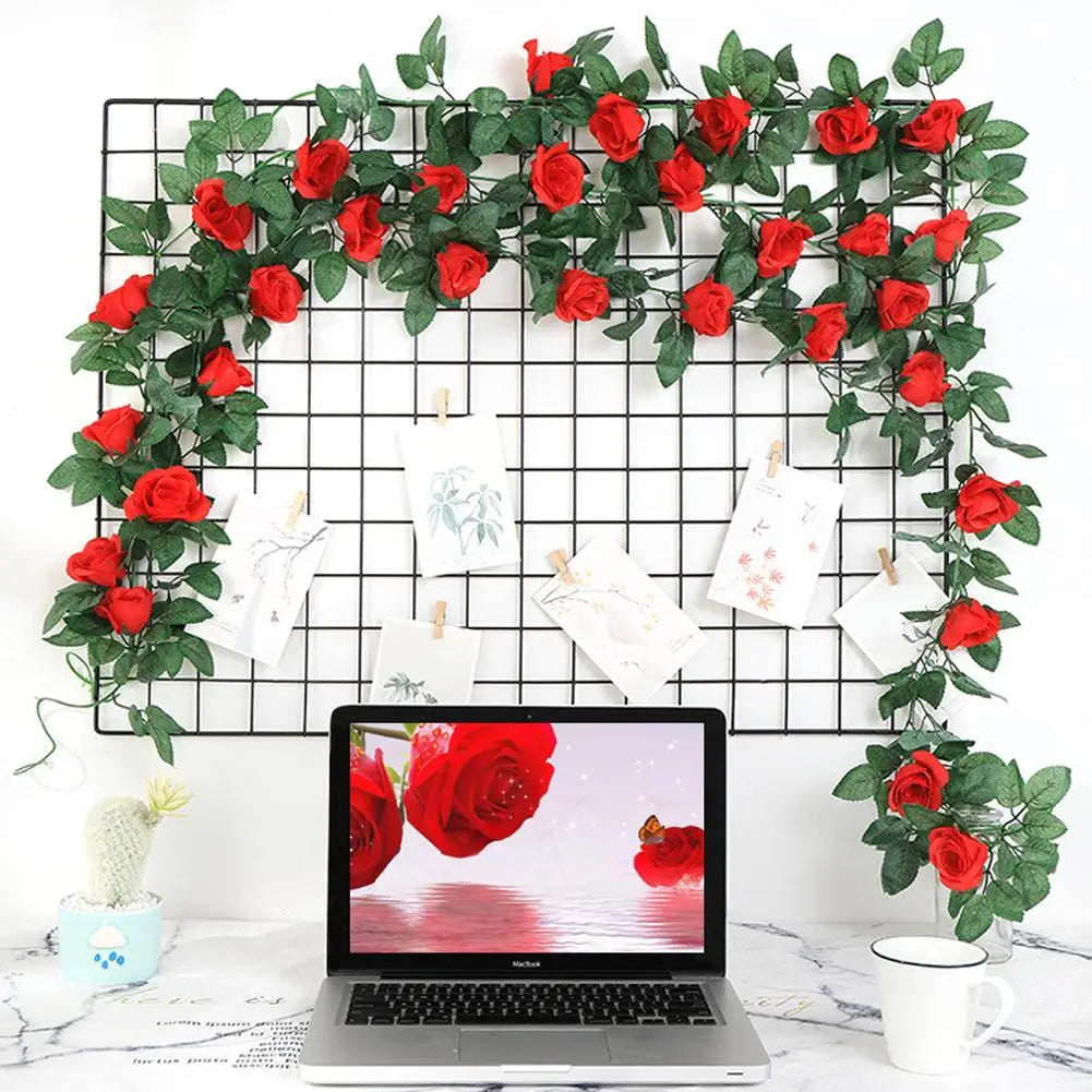 guirlande fleurs artificielles roses mixtes couleurs decoration intérieure romantique maison événements