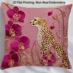 housse coussin décoratif imprimé guépard fleurs moderne polyester 45x45cm roseclair chambre canapé hospitalitaire taie