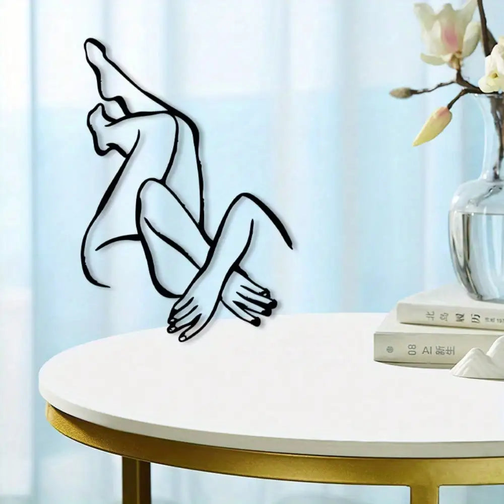 sculpture murale noir figure humaine abstraite contour simple contemporain chambre salon decoration