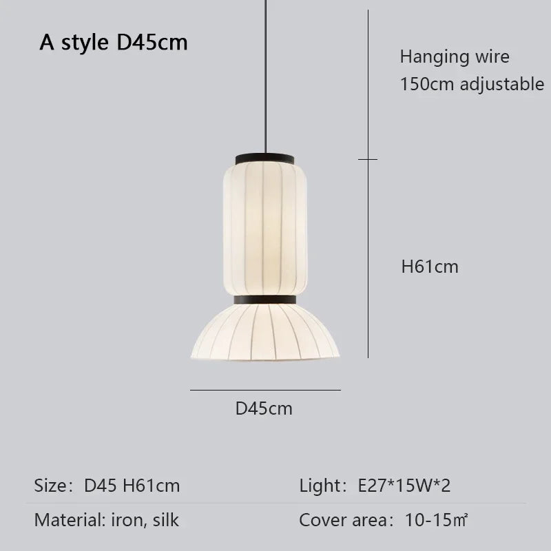 suspension lumineuse moderne soie rayures horizontales blanc noir 2000 82000 lumens chambre étude