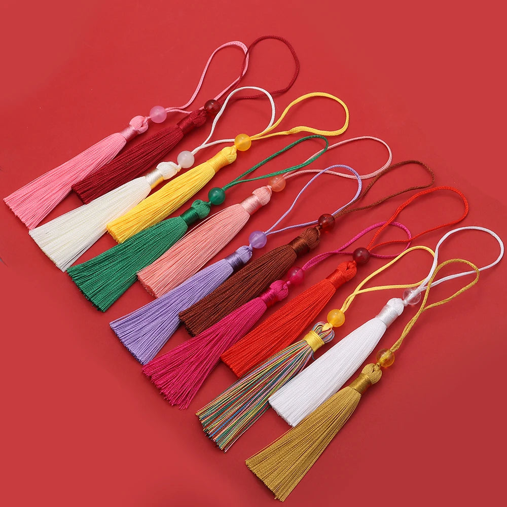 pompons multicolores texturés franges 12cm 5cm longueur traditionnels décoratifs 10pcs