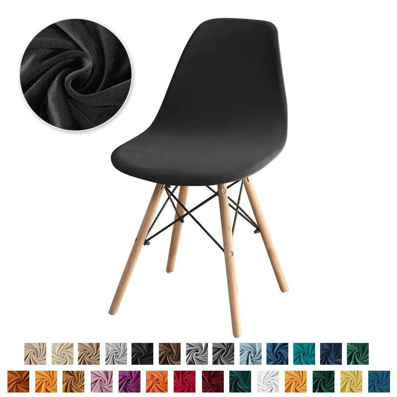 Chaise couvre velours étirable moderne fixée couleur vert foncé beigeclair