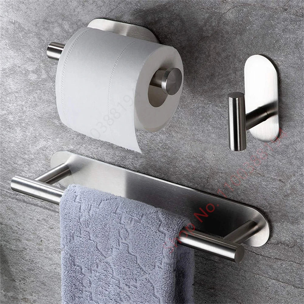 porte serviettes adhésifs moderne porte rouleau papier toilette argenté noir minimaliste salle bain cuisine