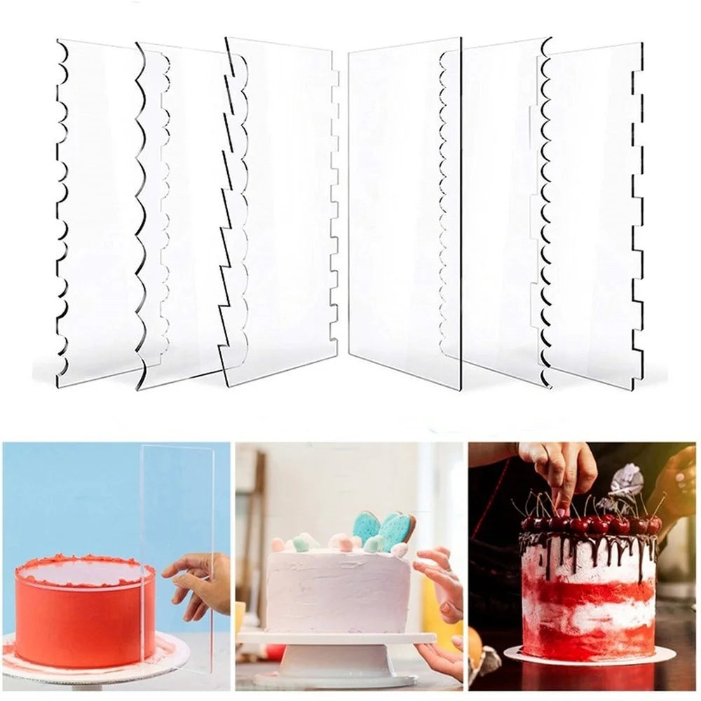 spatules gâteau transparentes décoration bord glaçage peigne lisse outils cuisine blanc classique
