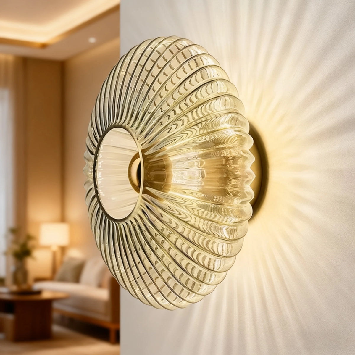 Lampe moderne dorée rayures horizontales élégante cuisine chambre coucher