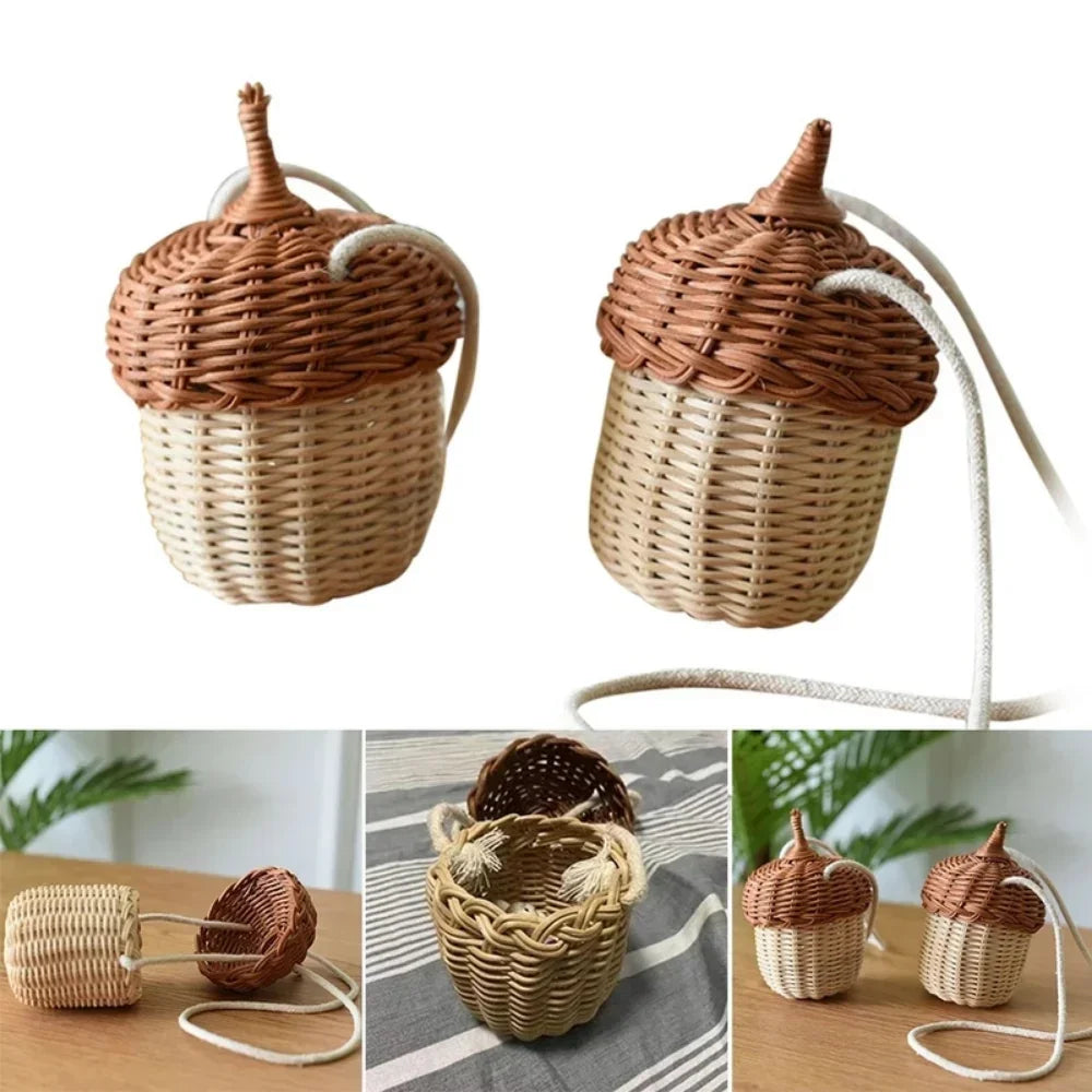 panier tressé osier beige rustique naturel sac épaule cordelette blanche femme
