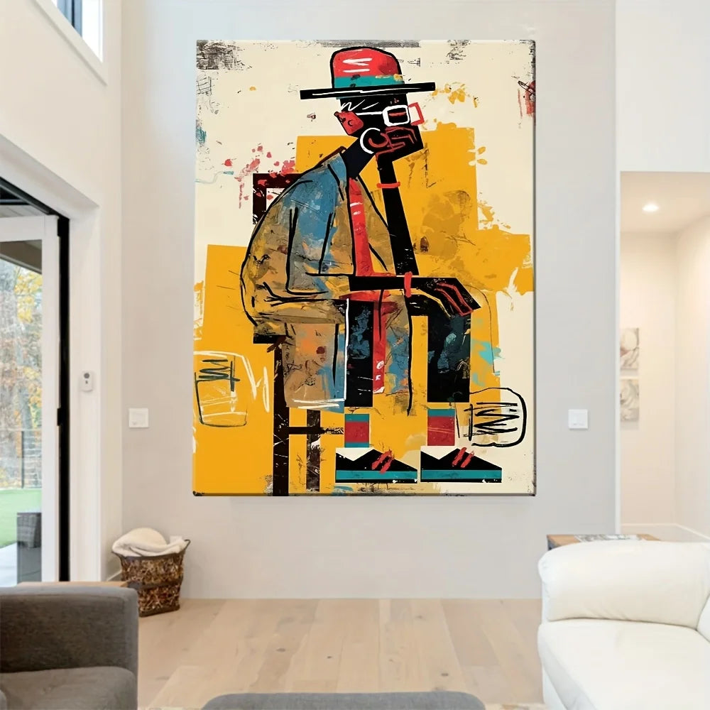 affiche abstraite moderne pop art toile canvas couleur géométrique salon décoration maison sans cadre