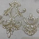 ruban décoratif floral brodé blanc doré largeur 15cm opacité classique baroque mariage