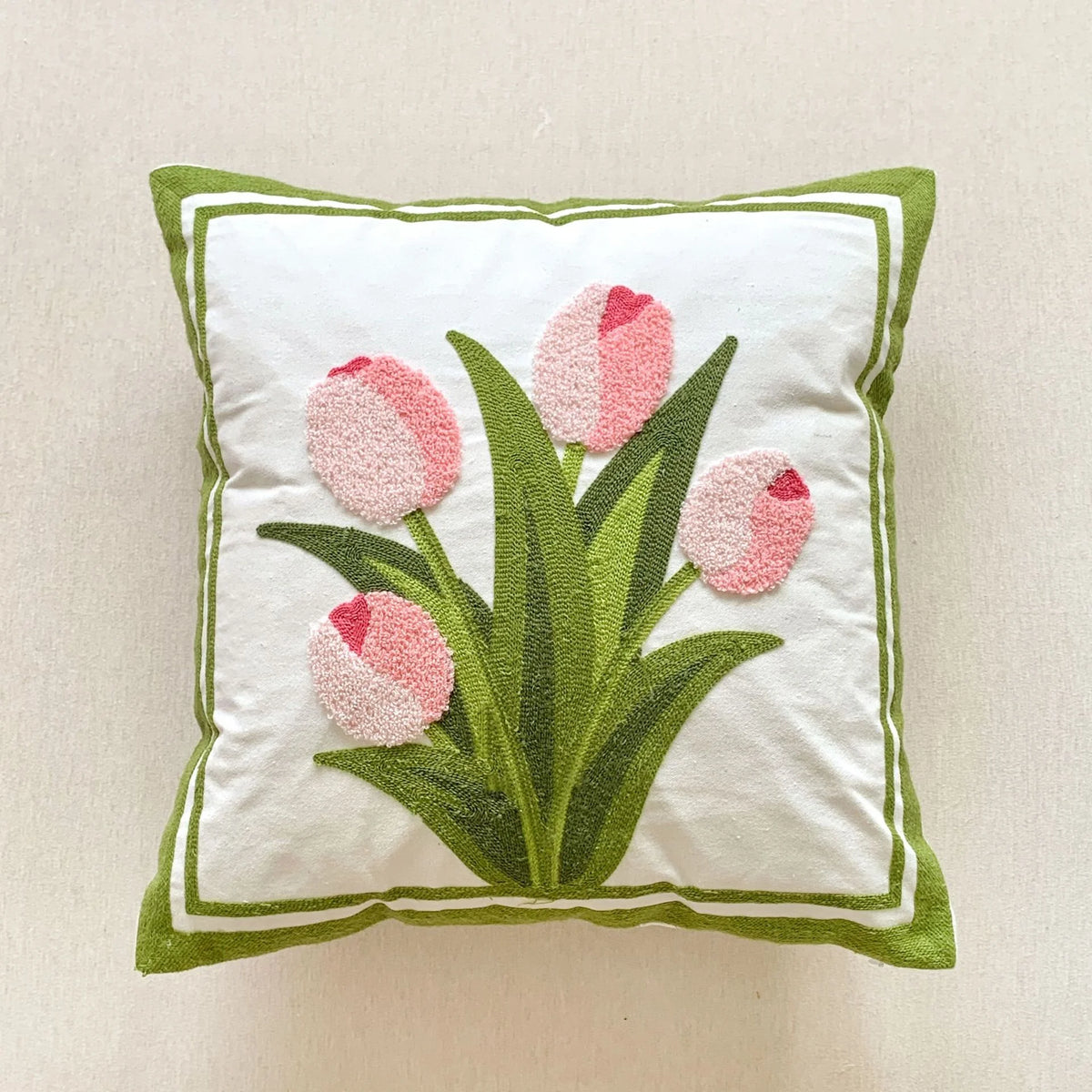 coussin carré moderne motif feuilles tropicales brodé polyester 45x45cm décoration maison voiture