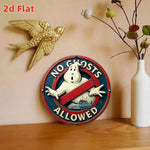 plaque décorative rétro ecto no ghosts allowed fantômes voiture rouge bleu blanc vintage 20cm